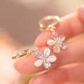 猫眼石小花耳扣耳环女防丢设计网红百搭耳饰2022新款 银针防过敏潮