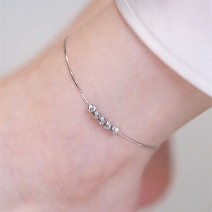 个性 清影银色五福临门脚链配饰女简约可调节网红百搭足链2023新款