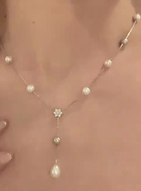 轻奢风日韩满天星珠珠水滴锁骨链项链女气质温柔少女感时尚配饰潮