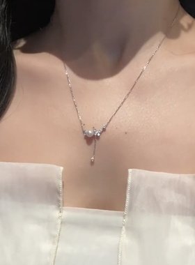 超仙清新甜美蝴蝶珠珠锁骨链项链女气质日韩2026新款时尚配饰潮