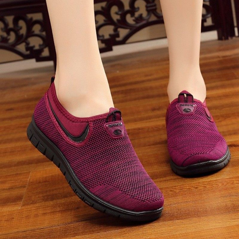 欣清春秋老北京布单鞋女松紧口妈妈奶奶宽胖脚穿平跟软底休闲散步