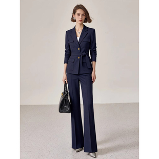 AD深蓝色气场强职业套装女士款2025新款春秋前台正装售楼部工作服