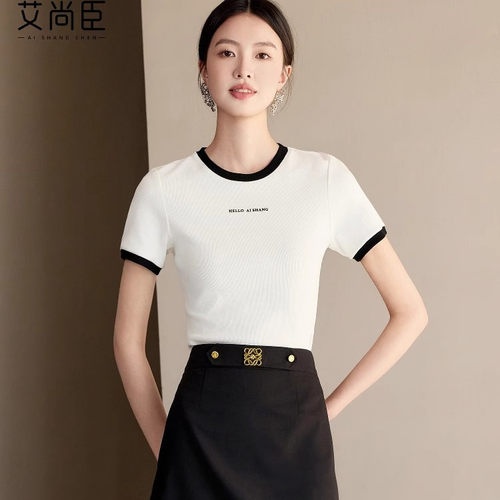 艾尚臣白色T恤女夏日超好看上衣