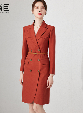 艾尚臣春秋西装连衣裙女灰色高级感正式场合职业套裙气质通勤正装