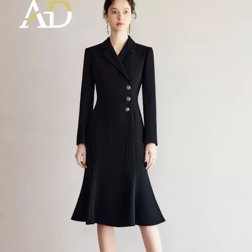 AD黑色西装连衣裙2025新款