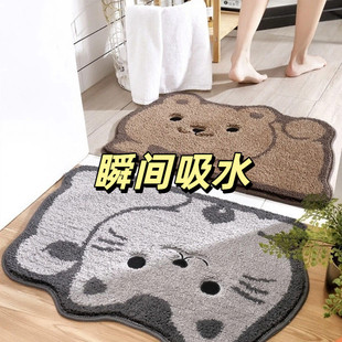 戏水地垫新款卡通浴室地垫卫生间门口地垫仿羊绒加厚浴室吸水脚垫