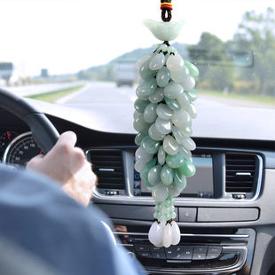 奔驰迈巴赫宾利保时捷汽车挂件车内装 饰品翡翠玉石车载后视镜挂饰