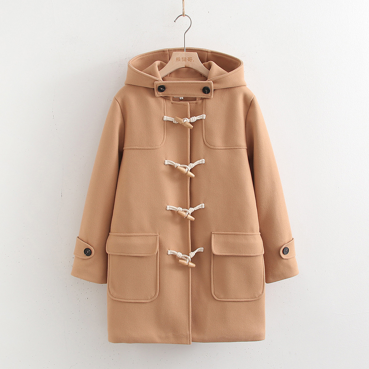 驼色牛角扣大衣冬季2026新款日系学院风中长款JK制服毛呢外套加厚
