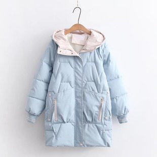 初中女生韩版宽松连帽羽绒棉服中学生冬季加厚外套高中生少女棉衣