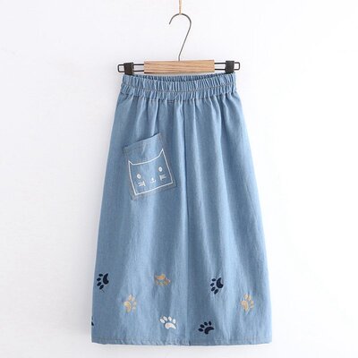 牛仔半身裙子春夏季学生过膝a型