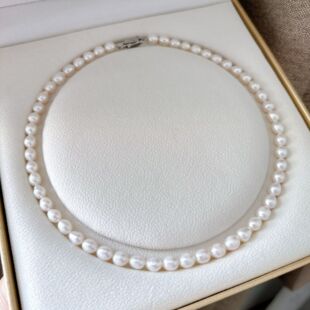 正品 妈妈全株链送妈妈长辈礼物 天然淡水无核珍珠项链米形强光女款