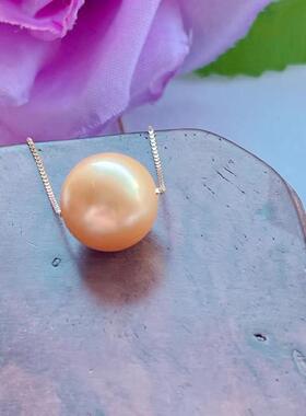 天然母贝珍珠吊坠金白黑紫色珍珠项链路路通项链强光正圆几乎无暇