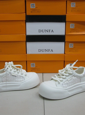 51471顿发2025夏季款皮网组合镂空透气圆头系带松糕鞋百搭休闲鞋