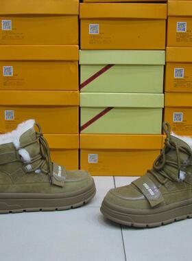 7718-83希希尼2025年冬季新款圆头加厚底防滑保暖皮面羊毛雪地靴