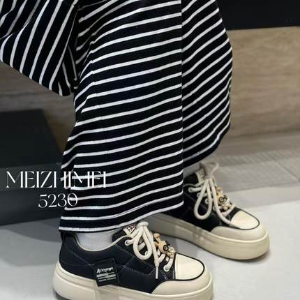 5230美之美2025冬季加绒面包鞋厚底休闲鞋舒适女百搭系带运动板鞋