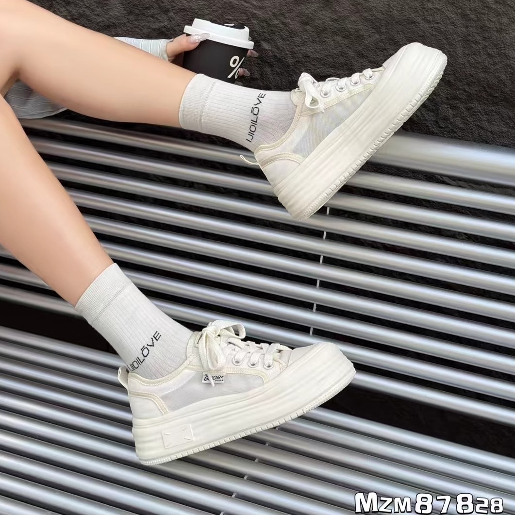 美之美板鞋网纱透气休闲鞋