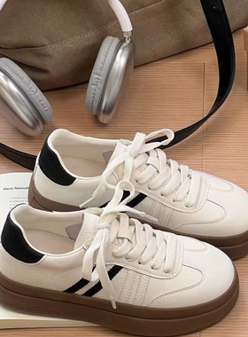 279-28美之美2025年秋季新款系带圆头真皮板鞋时尚新品厚底松糕鞋