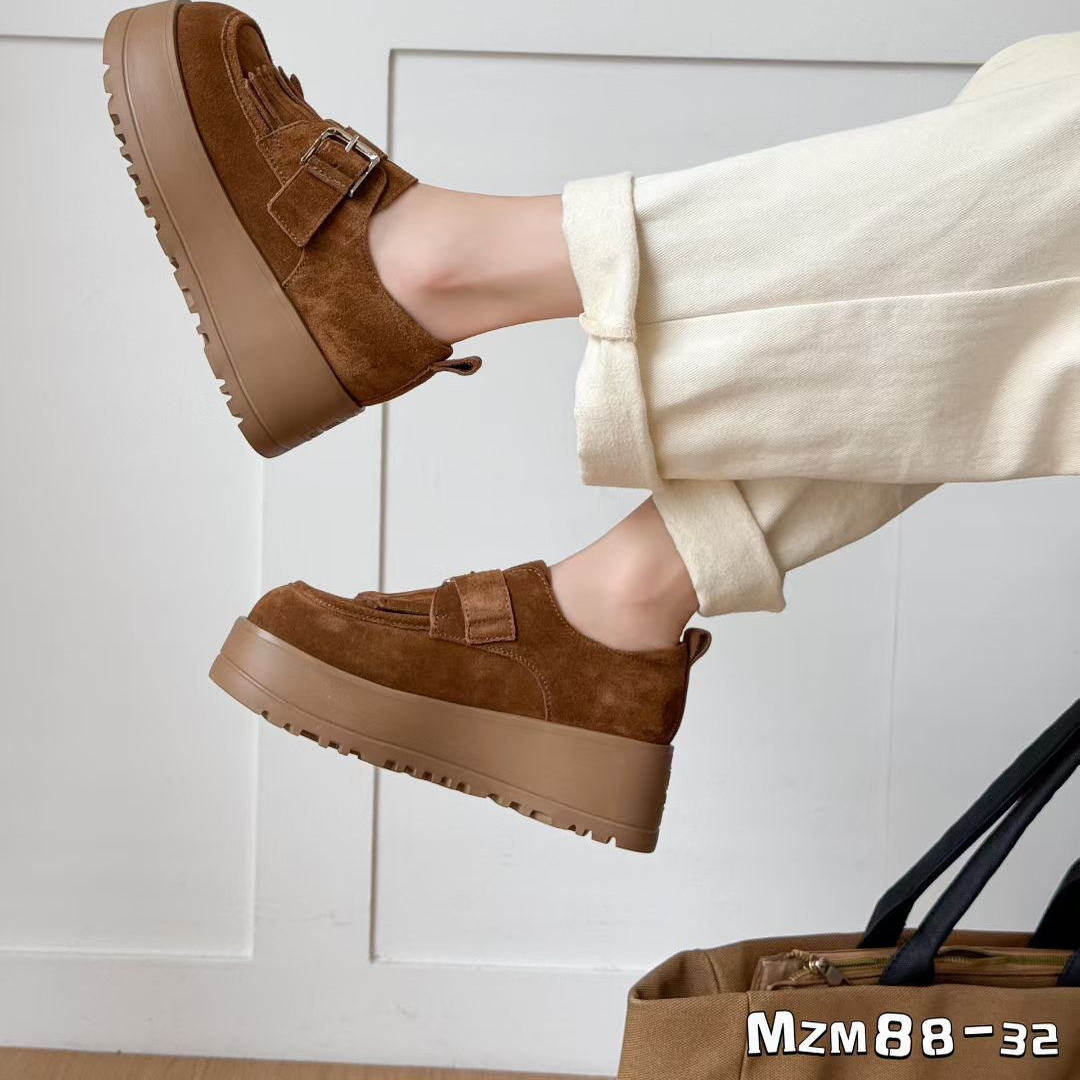 88-32美之美2025年秋季新款磨砂真皮厚底休闲勃肯鞋时尚松糕女鞋,女鞋,时尚休闲鞋,淘宝优惠券,粉丝福利购,淘宝优惠卷