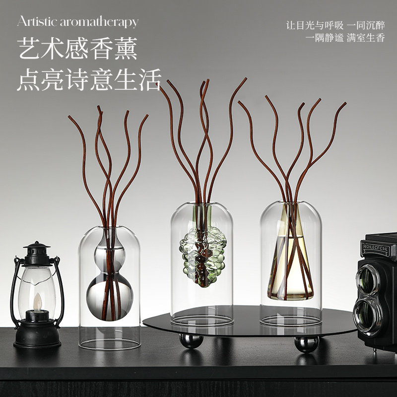 无火香薰瓶精油高级感龙柳藤条香氛扩香器空瓶卫生间室内摆件
