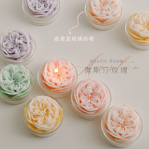 奥斯汀玫瑰花朵香薰蜡烛情人节创意礼盒道具氛围感新婚伴娘伴手礼
