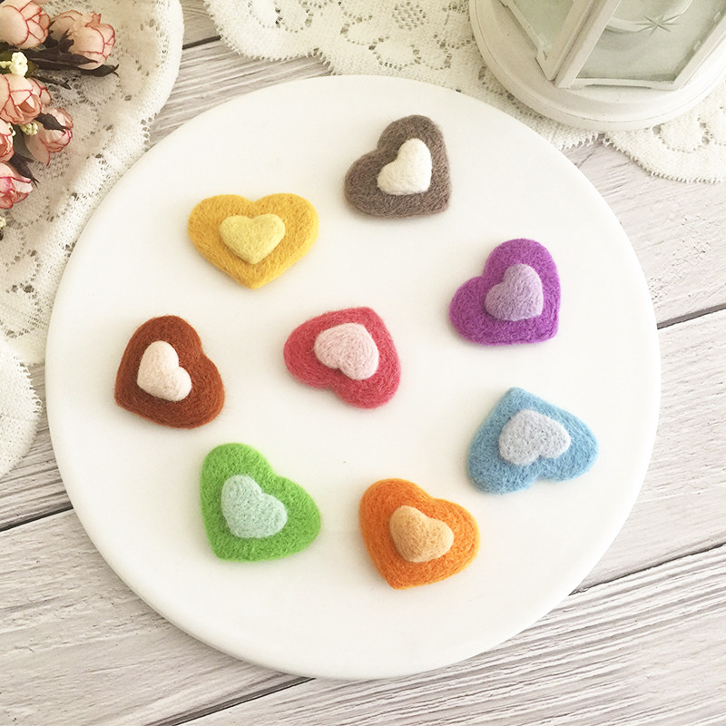 七夕情人节羊毛毡戳戳乐手工diy情侣新手解压简单爱心挂件材料包