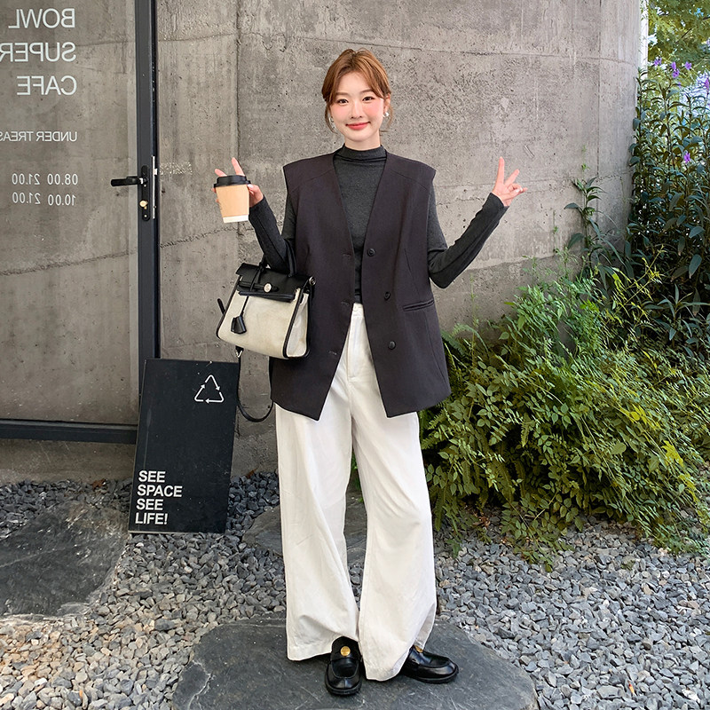 灰色西装马甲套装女2025秋季轻熟风高级感两件套得体风