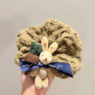 韩国东大门可爱毛绒兔子大肠发圈精致百搭减龄毛线发绳头绳女发饰