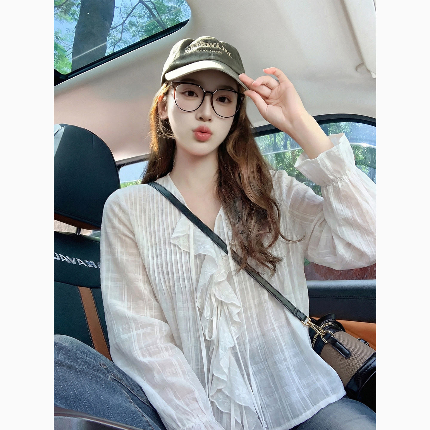 白色蕾丝轻薄防晒长袖衬衫女春季2026新款宽松高级感减龄上衣外套