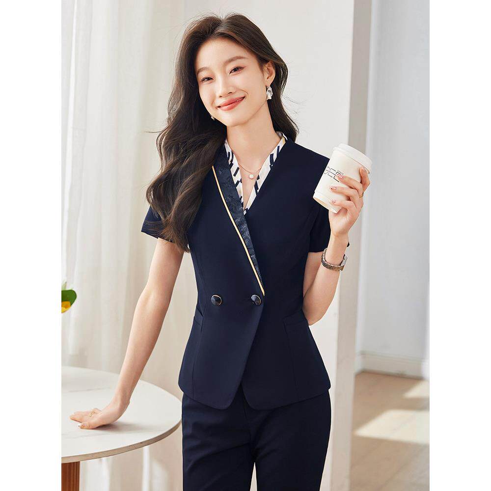 职业装短袖西装套装女夏季酒店经理客房服务员工装餐饮饭店工作服