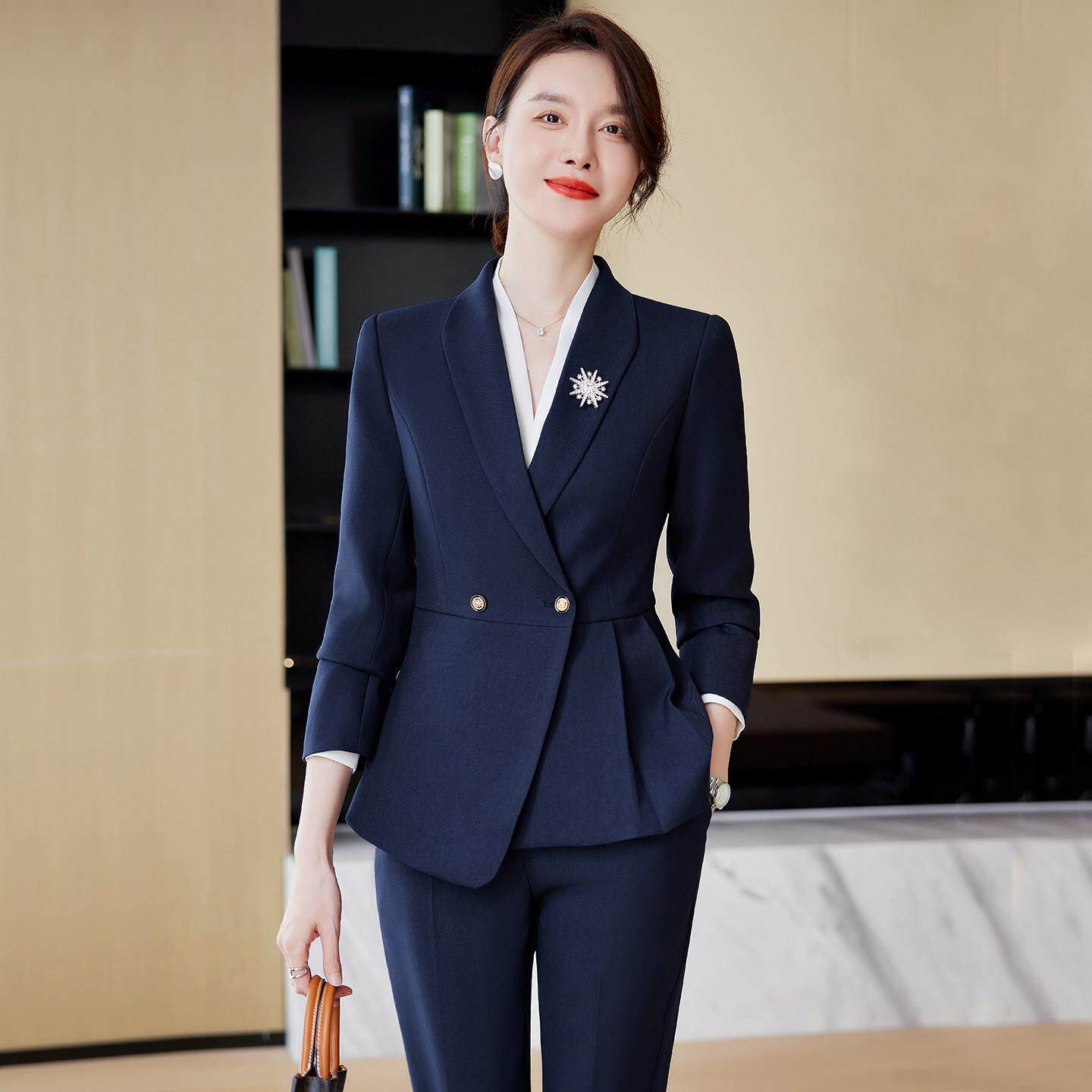 时尚西装套装女春季考公面试通勤正装珠宝店美容院职业气质工作服