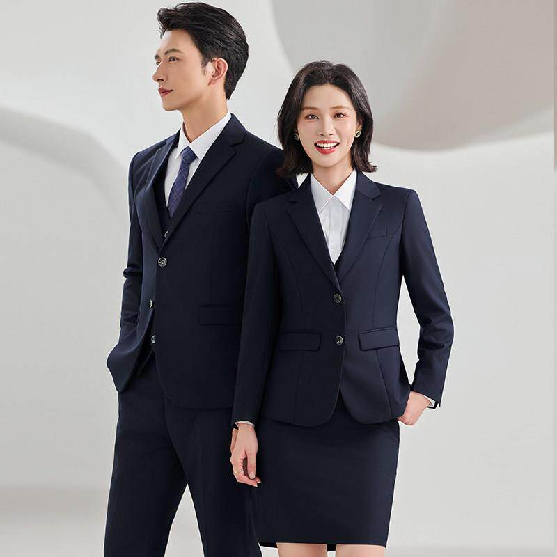 高端西装灰色女秋冬气质酒店经理4s店移动工作服套装职业正装西服