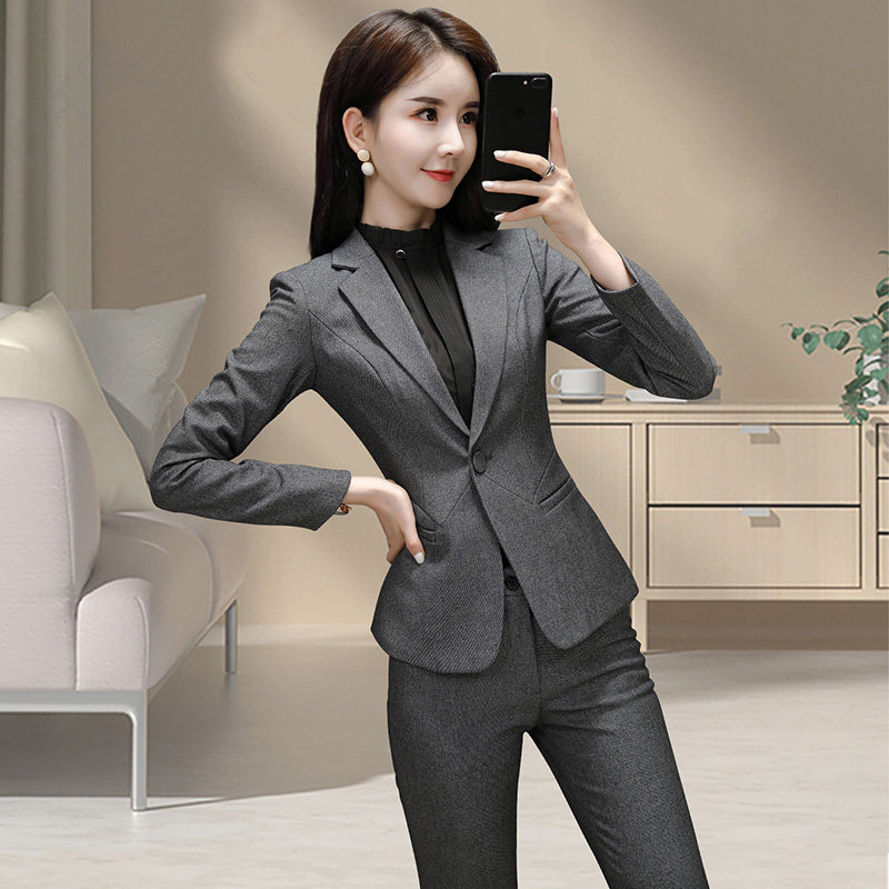 职业装正装西装套装女2025春秋大学生面试西服工装酒店前台工作服