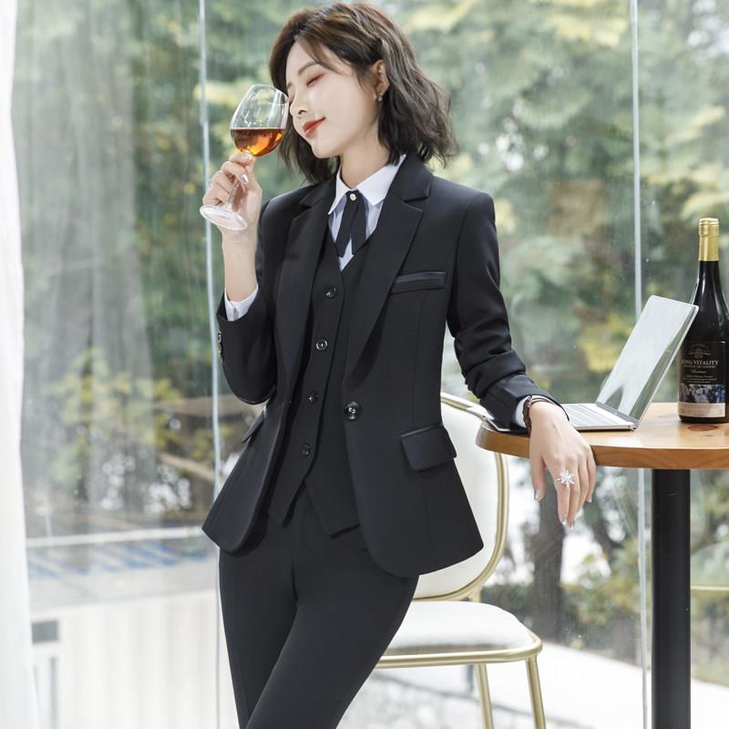 2024新款春季衬衫女长袖工作服正装套装时尚气质职业韩版长袖衬衣