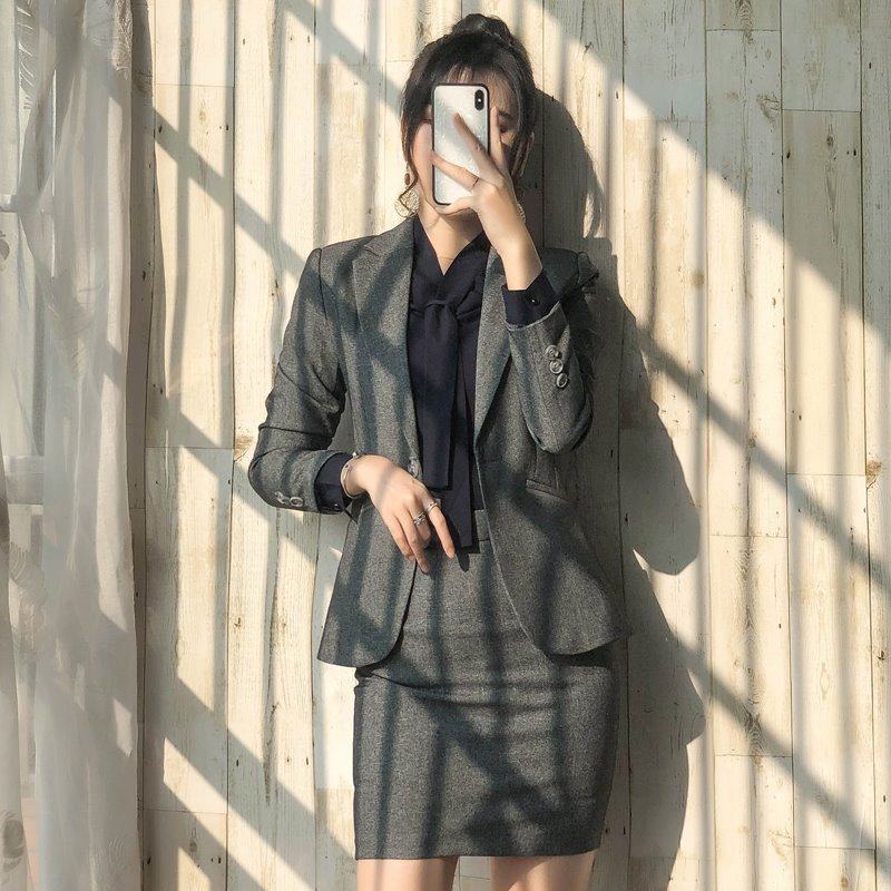 秋冬新款职业装2021正装西服套装职业女士时尚气质面试工作服外套
