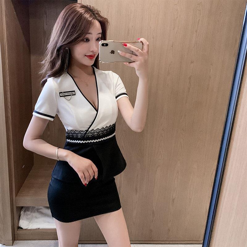 足疗店足浴技师工作服气质显瘦美容院spa养生馆洗浴按摩套装裙子