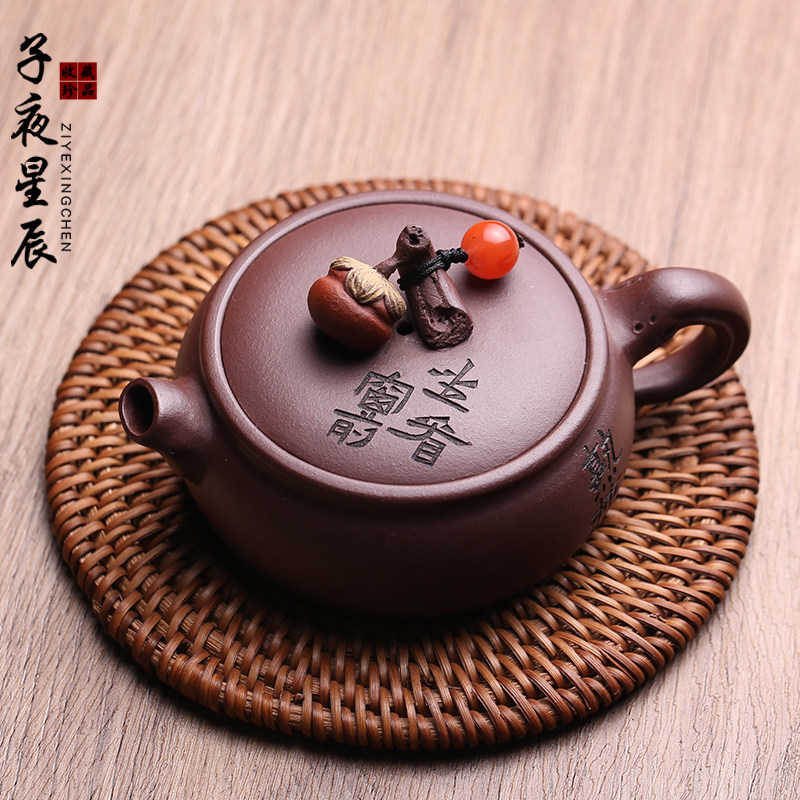 宜兴紫砂壶柿子壶仿生器熟柿红纯全手工名家泡茶小品壶大口茶具