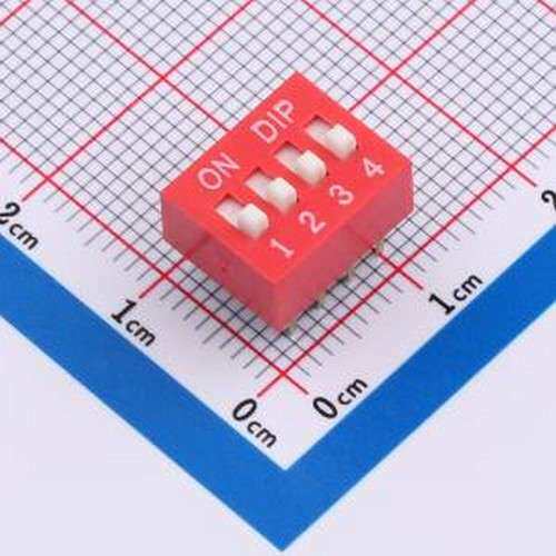 ZX-2.54BM-4PZC 拨码开关 DSE 2.54直插平拨红色4位 间距2.54mm