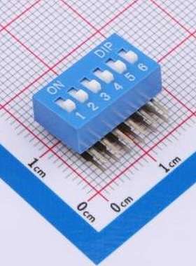 DA-06-B 拨码开关 拨码开关2.54mm间距,弯脚90度侧插 蓝色 6PIN/