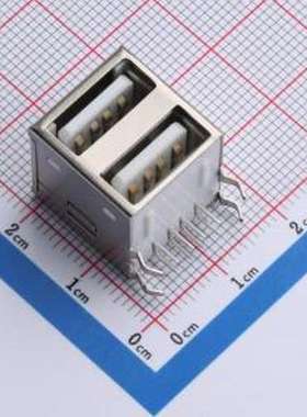XDUF-0426-081 USB连接器 全包USB 2.0AF双层90度插板式 白胶 插