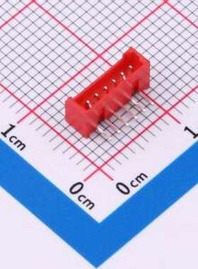 WF-1B125A6P-R 线对板针座 间距1.25mm 弯插 红色 1x6P 弯插,P=1.