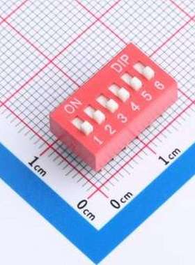 ZX-2.54BM-6PZC 拨码开关 DSE 2.54直插平拨红色6位 间距2.54mm