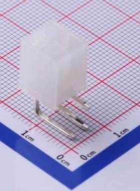 C4255WR-2X02P 线对板针座 2x2P 间距:4.2mm 弯插 白色半透明 弯