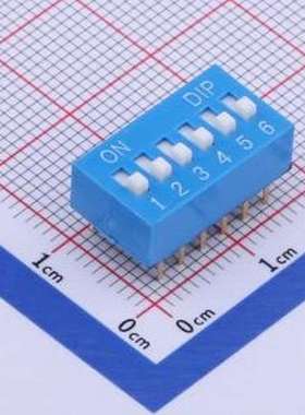 TA-06R 拨码开关 拨码开关蓝色06P-180度 间距2.54mm 立式直插正