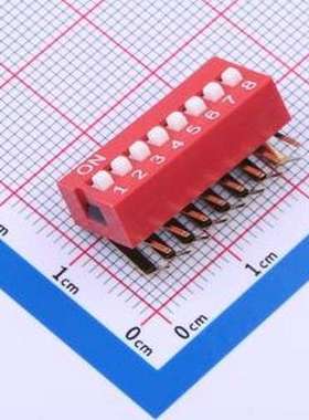 YDB08HG1 拨码开关 8位弯脚90度直插红色拨码开关