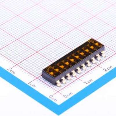 DSIC10TSGET 拨码开关 2.54mm 10位低推贴胶 贴片 SMD-20P,6x25.4