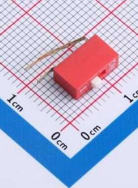 DT-01HT 拨码开关 2.54mm间距 1位 琴键式 90度弯插侧拨凸柄 红色