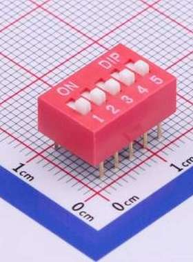 TA-05 拨码开关 拨码开关红色05P-180度5PIN间距2.54mm立式直插正