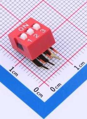 YDB03HG1 拨码开关 3位弯脚90度直插红色拨码开关