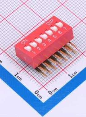 DA-07-R 拨码开关 拨码开关2.54mm间距,弯脚90度侧插 红色 7PIN/