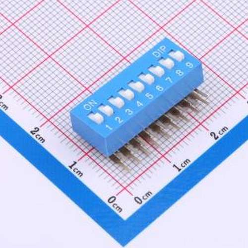DA-09-B 拨码开关 拨码开关2.54mm间距,弯脚90度侧插 蓝色 9PIN/